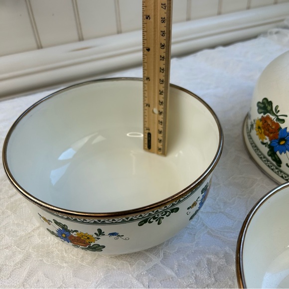 Vintage Villeroy Boch Alt Amsterdam Enameled Metal Nesting Mixing Bowls Set Of 3 - Picture 8 of 16